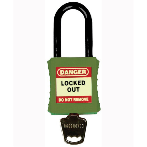 WORKWEAR, SAFETY & CORPORATE CLOTHING SPECIALISTS - 42mm Premium Green Safety Lock - Non-Conductive Shackle