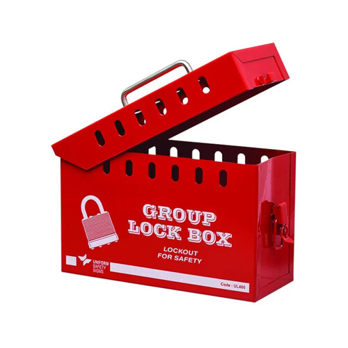 WORKWEAR, SAFETY & CORPORATE CLOTHING SPECIALISTS - 260mm x 110mm x 160mm Red Group Lock Box (12 Lock)