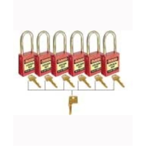 WORKWEAR, SAFETY & CORPORATE CLOTHING SPECIALISTS 42mm Premium Safety Padlocks - Red - Set of 6 - Keyed Alike