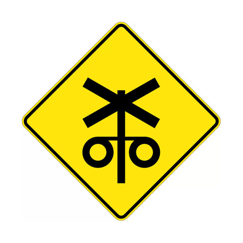 WORKWEAR, SAFETY & CORPORATE CLOTHING SPECIALISTS - 750x750mm - Aluminium - Class 1 Reflective - Railway Level Crossing Flashing Signal Ahead