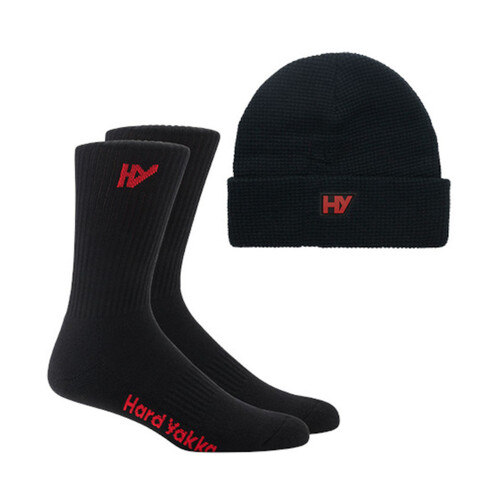 WORKWEAR, SAFETY & CORPORATE CLOTHING SPECIALISTS - Red Collection - 2PK SOCK BEANIE BUNDLE PACK